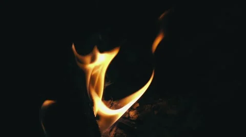 Closeup of Flames Burning on Black Background Stock Footage 59319545