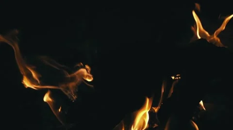 Closeup of Flames Burning on Black Background Stock Footage 59320539