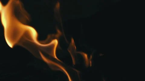Closeup of Flames Burning on Black Background Stock Footage 59320695
