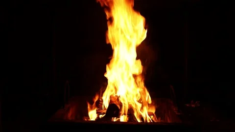 Closeup of flames burning on black background Stock Footage 134493994