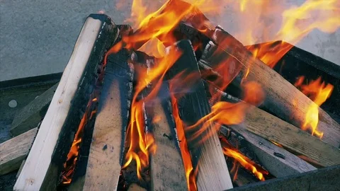Closeup of flames burning. Video stock 71129368
