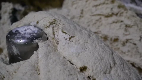 Closeup of flour getting mixed in large industrial mixer. Stock-Footage 134475678