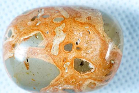 Closeup of fluorite rock with leopard pattern, healing stones Foto stock