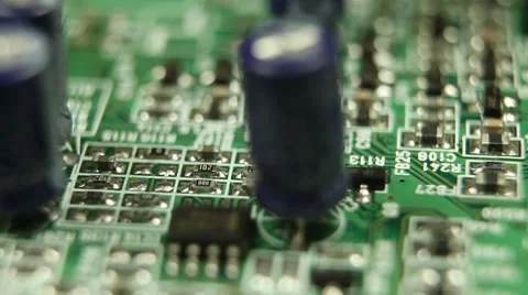 Closeup Focus Mainboard View Electronic Scheme Circuit Integrated New Interface Stock Footage 8765535