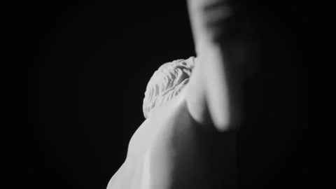 Closeup footage of the upper-back side of the Discobolus (Discus thrower) Greek Stock Footage 254225426