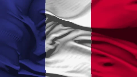Closeup France Flag Wave Loop waving in wind Realistic France Flag backgroun Stock Footage 320615149
