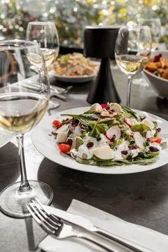 Closeup of a fresh caesar salad. Stock Photos