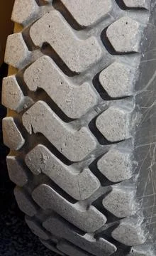Closeup of a front loader tire tread pattern, Finland 写真素材