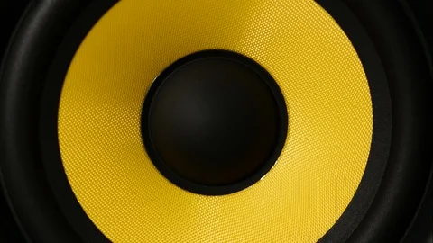 Closeup from Front of Vibrating Sub-Woofer Stock Footage