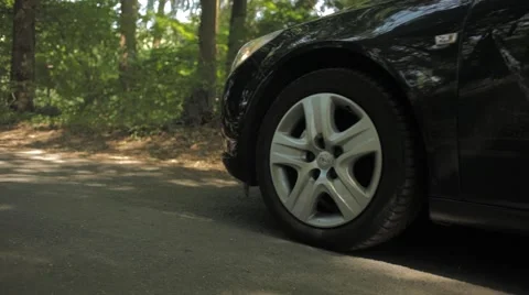 Closeup on Front Wheel Braking Stock Footage 47828901