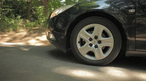 Closeup on Front Wheel Braking Stock Footage 47828928