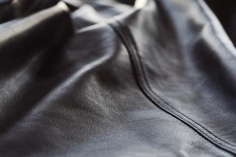 Closeup full grain gray brown leather clothes background Stock Photos