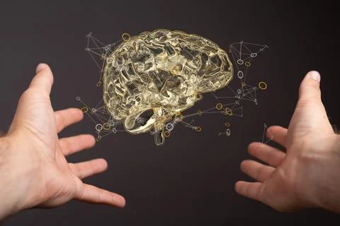Closeup of Futuristic Artificial Intelligence and Machine Learning Concept above Stock Illustration