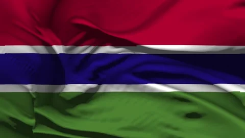 Closeup Gambia Flag Wave Loop waving in wind Realistic Gambia Flag backgroun Stock Footage 320615135