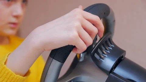 Closeup Of A Game Steering Wheel Stock Footage 168624170