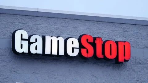 Closeup of GameStop store logo. Stock Footage 147472324