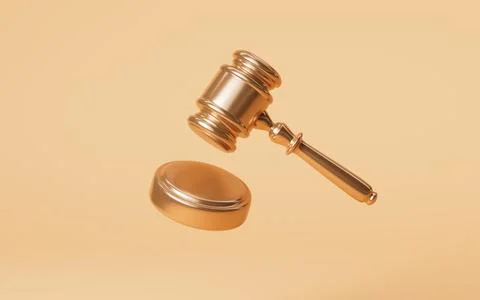 Closeup of gavel model. 3d rendering. Stock Illustration