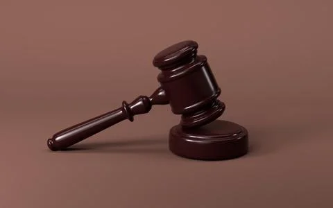 Closeup of gavel model. 3d rendering. Stock Illustration