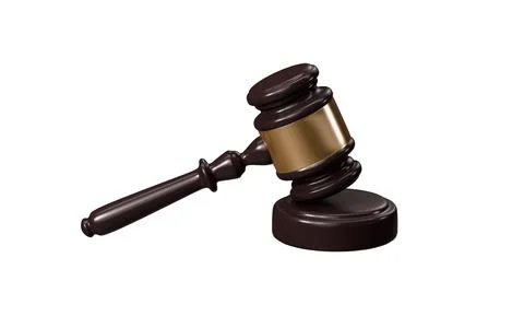Closeup of gavel model. 3d rendering. Stock Illustration