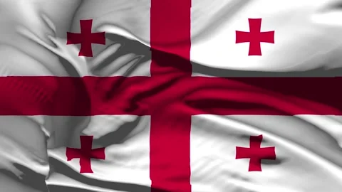 Closeup Georagia Flag Wave Loop waving in wind Realistic Georagia Flag backg Stock Footage 320615139