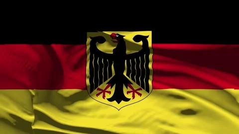 Closeup Germany Flag Wave Loop waving in wind Realistic Germany Flag backgro Stock Footage 320615151
