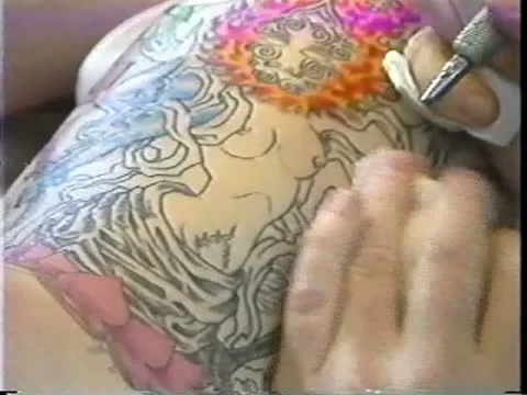 CloseUp Getting Tattoo on Back Stock Footage 10849266