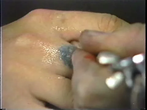 Closeup Getting Tattoo on Finger Stock Footage 10849269