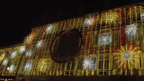 Closeup of a giant blue spherical Christmas light decoration in Porto. Stock Footage 327624425