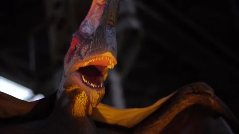 Closeup of giant flying predator monster dinosaur Stock Footage