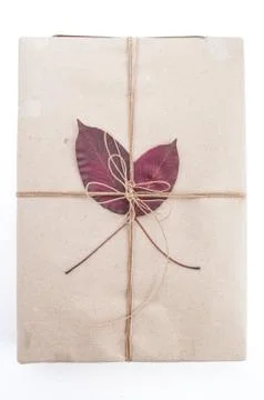 Closeup of a gift tag on a present. Stock Photos