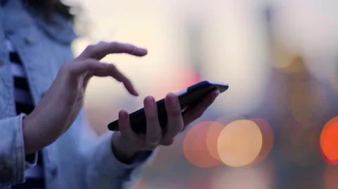 Closeup Of Girl Using Her Smartphone To Text And Send Photos Stock Footage