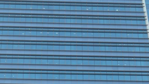 Closeup Glass Facade and Windows of Modern Office Skyscraper Building Stock Footage 114611291