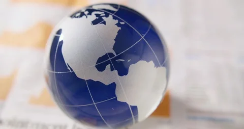 Closeup Of Glass Globe On Table 4K Stock Footage 86084282