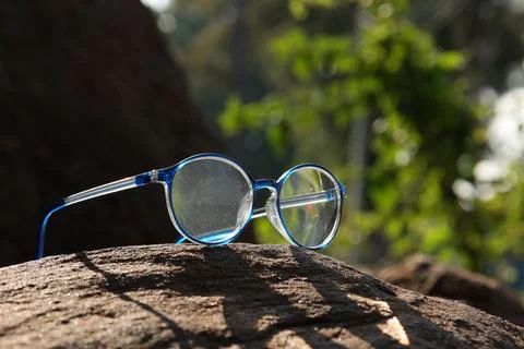 Closeup of a glasses on blur background Stockfoto's