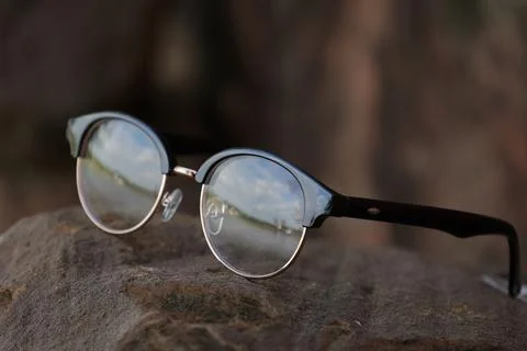 Closeup of a glasses on blur background 스톡 사진