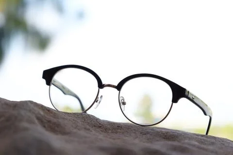 Closeup of a glasses on blur background 스톡 사진