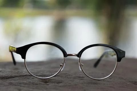 Closeup of a glasses on blur background Stockfoto's