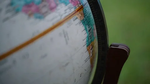 Closeup of Globe Spinning Outside Stock Footage 76273522