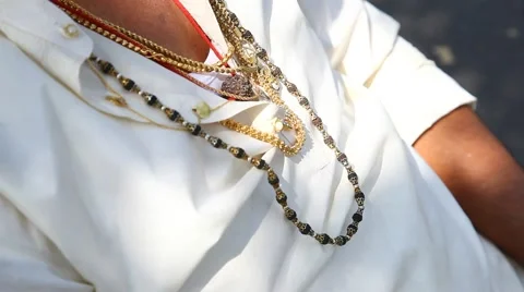 Closeup of Gold chains Video stock 43476804
