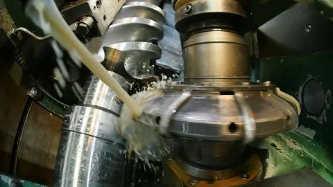 Closeup Grease Stream Falls down on Lathe Grinding Drill Stock Footage 74515560