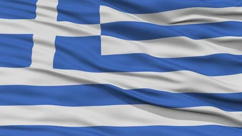Closeup Greece Flag, Waving in the Wind, High Resolution Stock Illustration