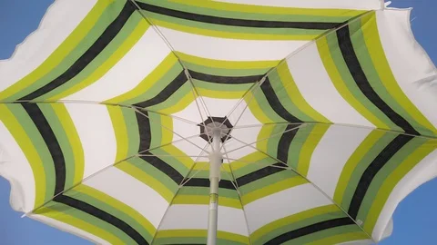 Closeup of a green beach umbrella Stock-Footage 126731401