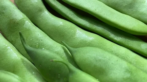 Closeup of green beans Stock Footage