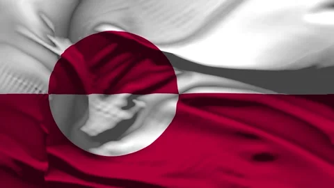 Closeup Greenland  Flag Wave Loop waving in wind Realistic Greenland  Flag b Stock Footage 321344576