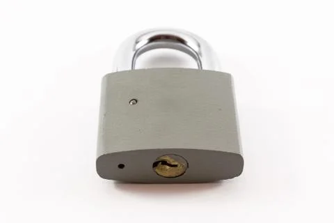 Closeup of Grey Locked Padlock Stock Photos