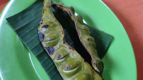 Closeup grilled Bitter bean with selective focus Stock-Footage 220074284