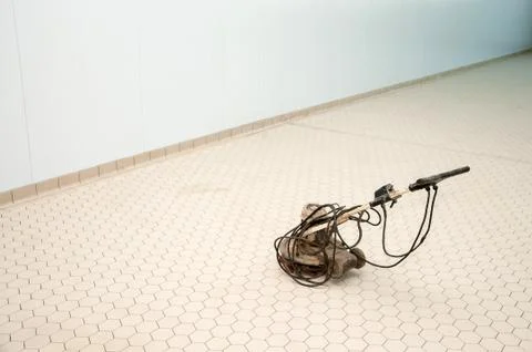 Closeup of grinding machine for ceramic tile at workplace Stock Photos