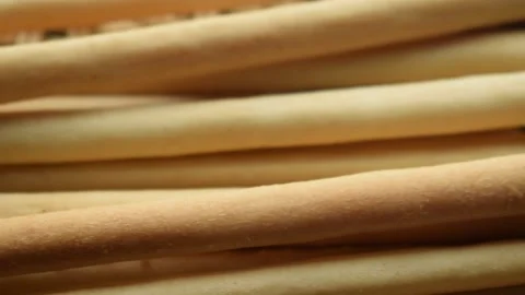 Closeup on Grissini torinesi Stock Footage 136269505
