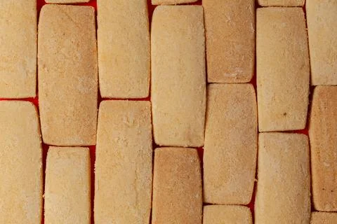 Closeup of a group of assorted Sweet and tasty coconut butter cookies. Stock Photos