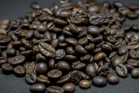 Closeup group of coffee beans Stock Photos